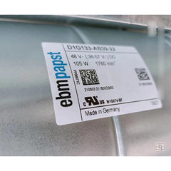 nameplate of EBMPAPST D1G133-AB39-22 Centrifugal Fan