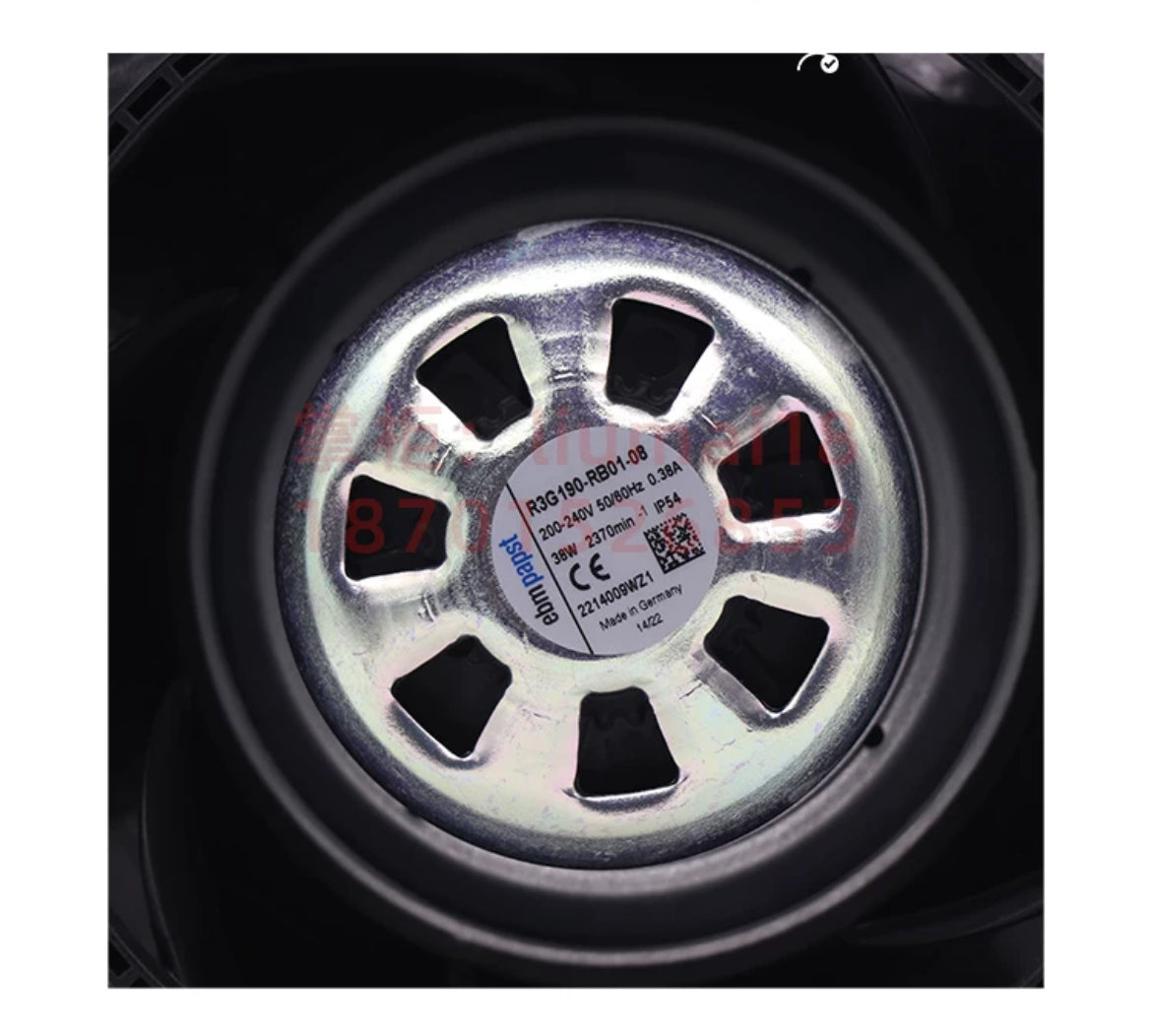 nameplate of Ebm-papst R3G190-RB01-08 Centrifugal fan