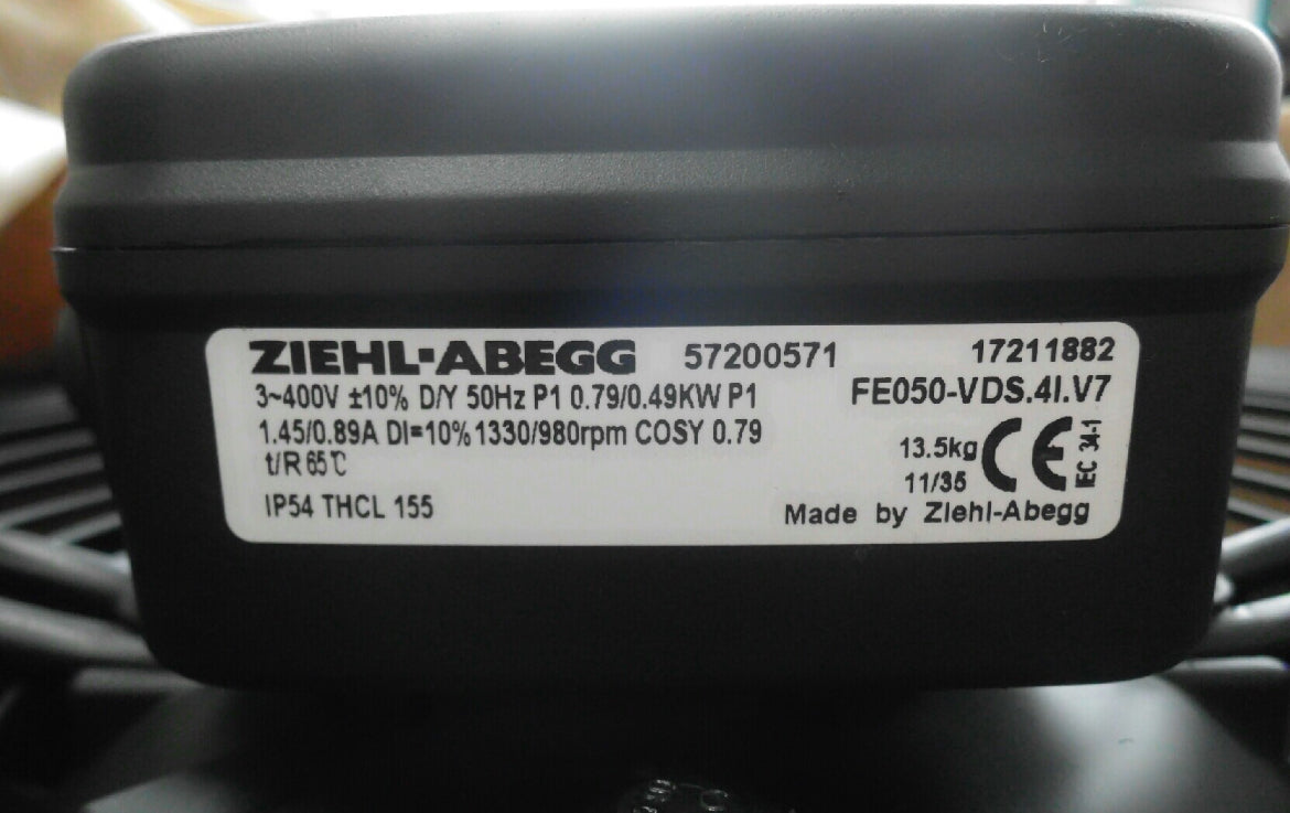 nameplate of FE050-VDS.4I.V7 ZIEHL-ABEGG Axial Fan
