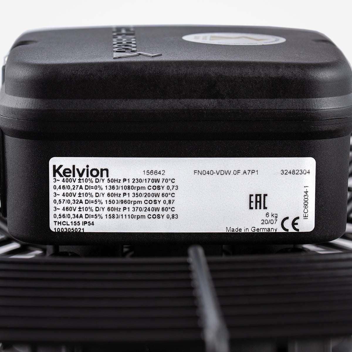 nameplate of FN040-VDW.0F.A7P1 ZIEHL-ABEGG Axial Fan