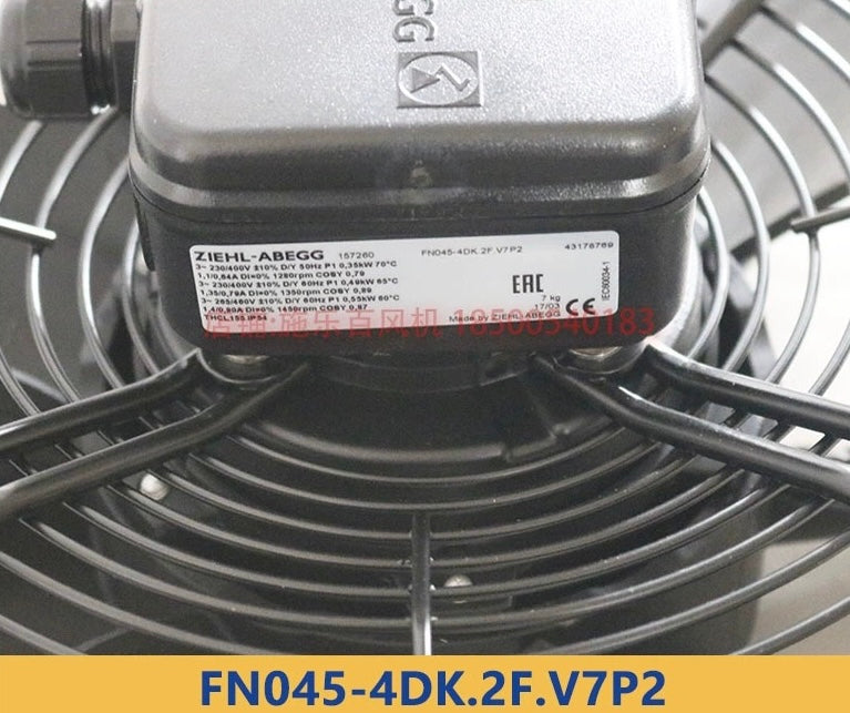 nameplate of FN045-4DK.2F.V7P2  ZIEHL-ABEGG Axial Fan