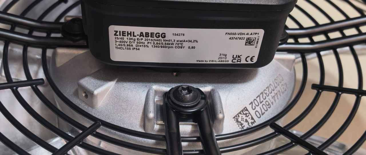 nameplate of FN050-VDH.4I.A7P1 ZIEHL-ABEGG Axial Fan