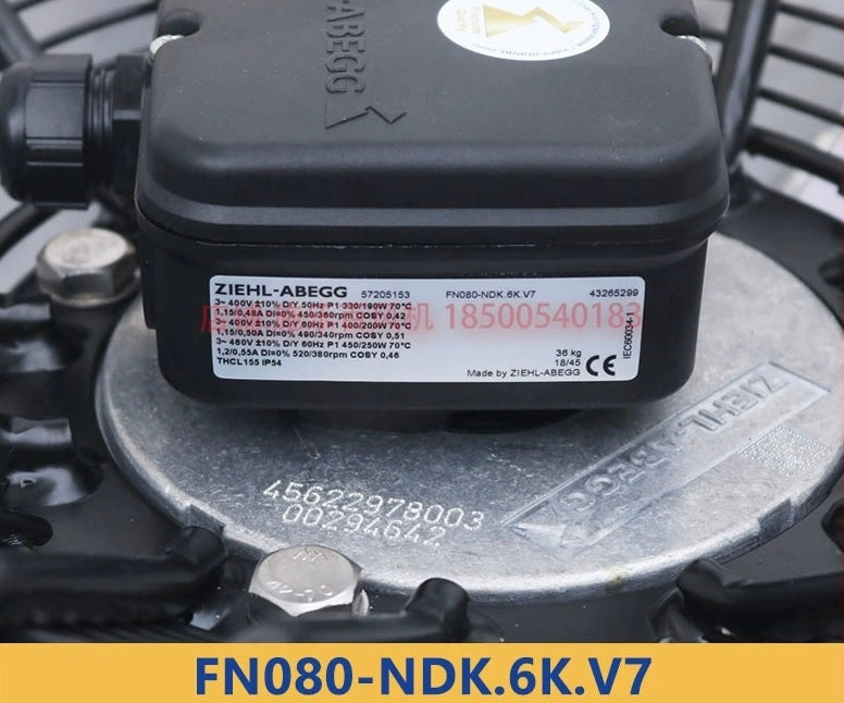 nameplate of FN080-NDK.6K.V7 ZIEHL-ABEGG Axial Fan