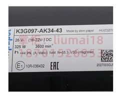 nameplate of K3G097-AK34-43 Ebm-papst Centrifugal Fans