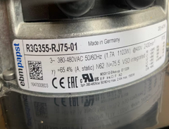 nameplate of R3G355-RJ75-01 ebmpapst Centrifugal Fan