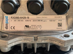nameplate of R3G560-AH29-19 ebm-papst centrifugal fan