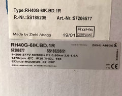 nameplate of RH40G-61K.BD.1R ZIEHL-ABEGG centrifugal fan