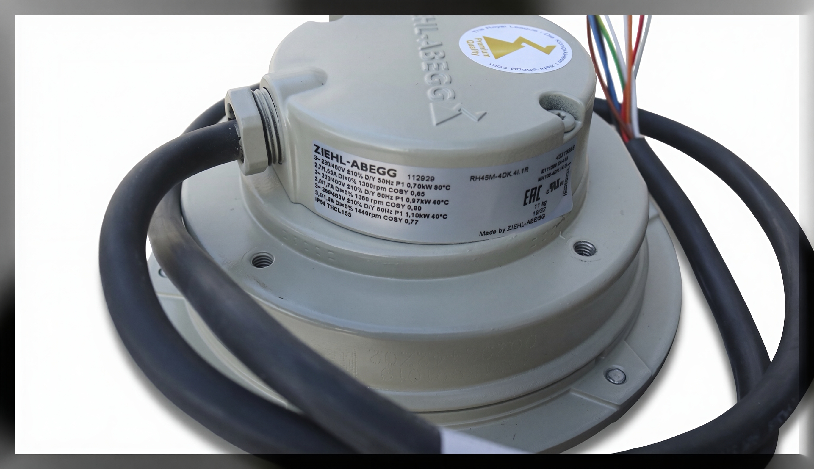 nameplate of RH45M-4DK.4F.1R ZIEHL-ABEGG centrifugal fan