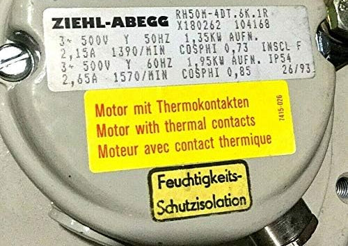 nameplate of RH50M-4DT.6K.1R ZIEHL-ABEGG centrifugal fan