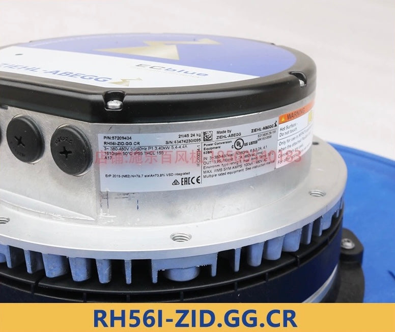 nameplate of RH56I-ZID.GG.CR ZIEHL-ABEGG centrifugal fan