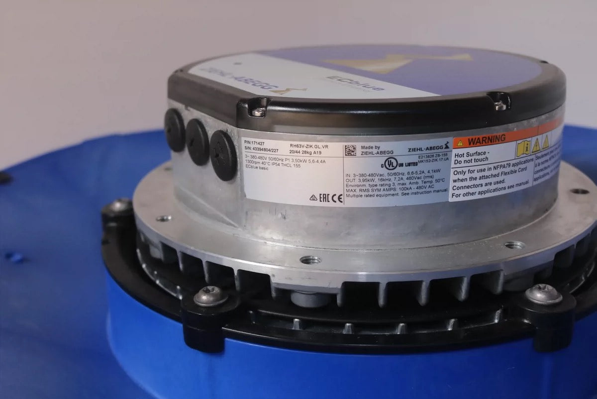 nameplate of RH63V-ZIK.GL.VR ZIEHL-ABEGG centrifugal fan