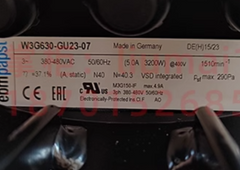 nameplate of W3G630-GU23-07