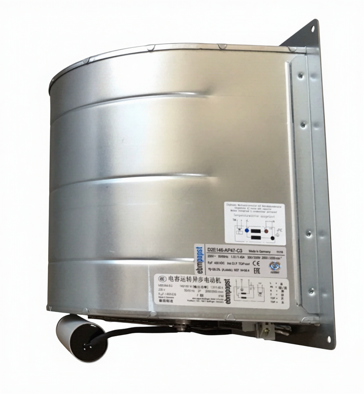 nameplate of ebm-papst D2E146-AP47-C3 Centrifugal Fan