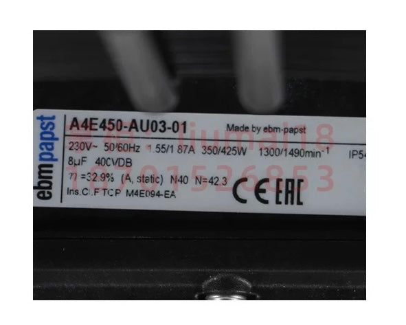 nameplate of ebmpapst S4E450-AU03-01 Axial Fan