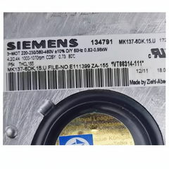 nameplate of MK137-6DK.15.U ZIEHL-ABEGG centrifugal motor fan