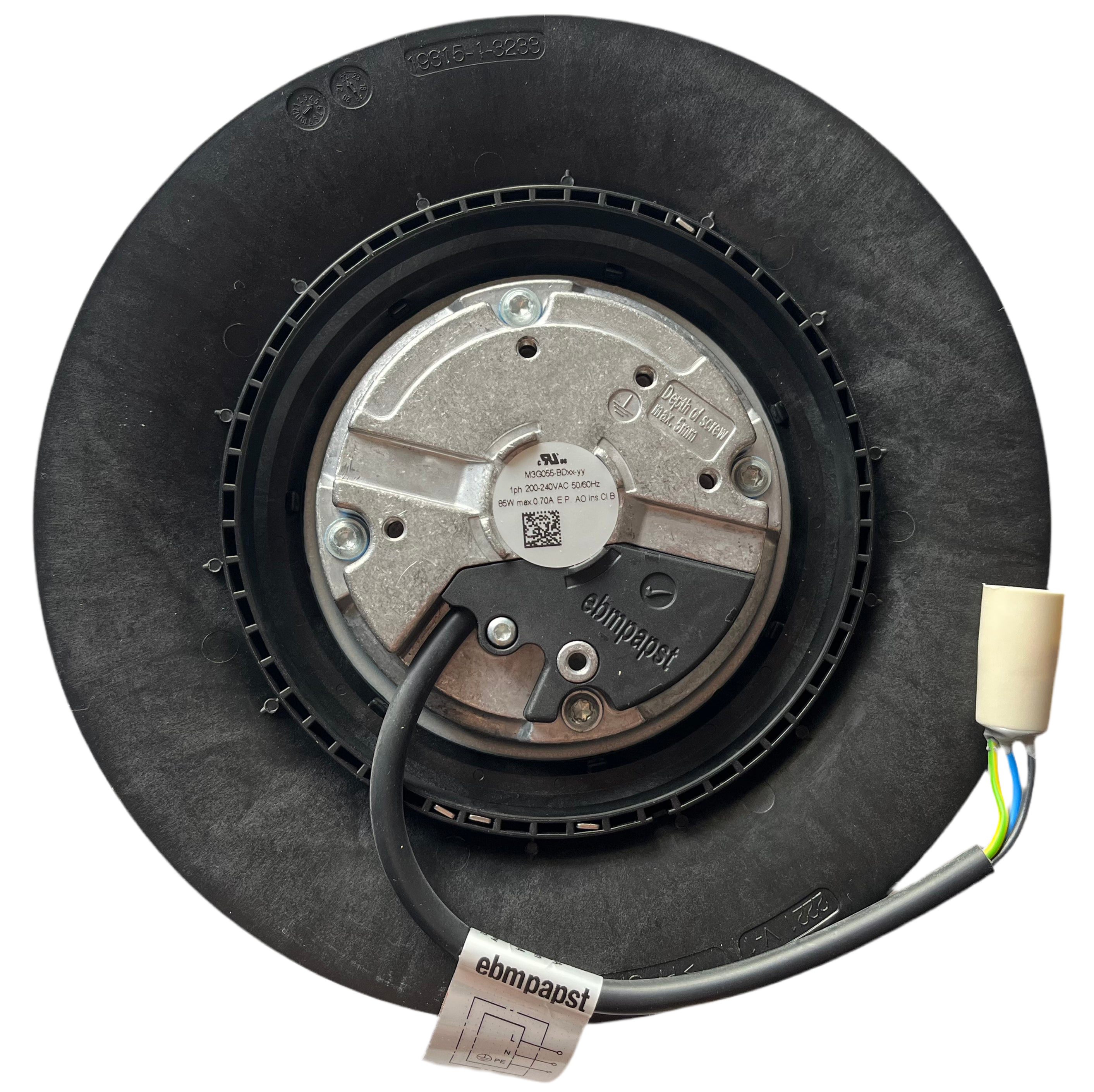 top view of Ebm-papst R3G190-RB01-08 Centrifugal fan
