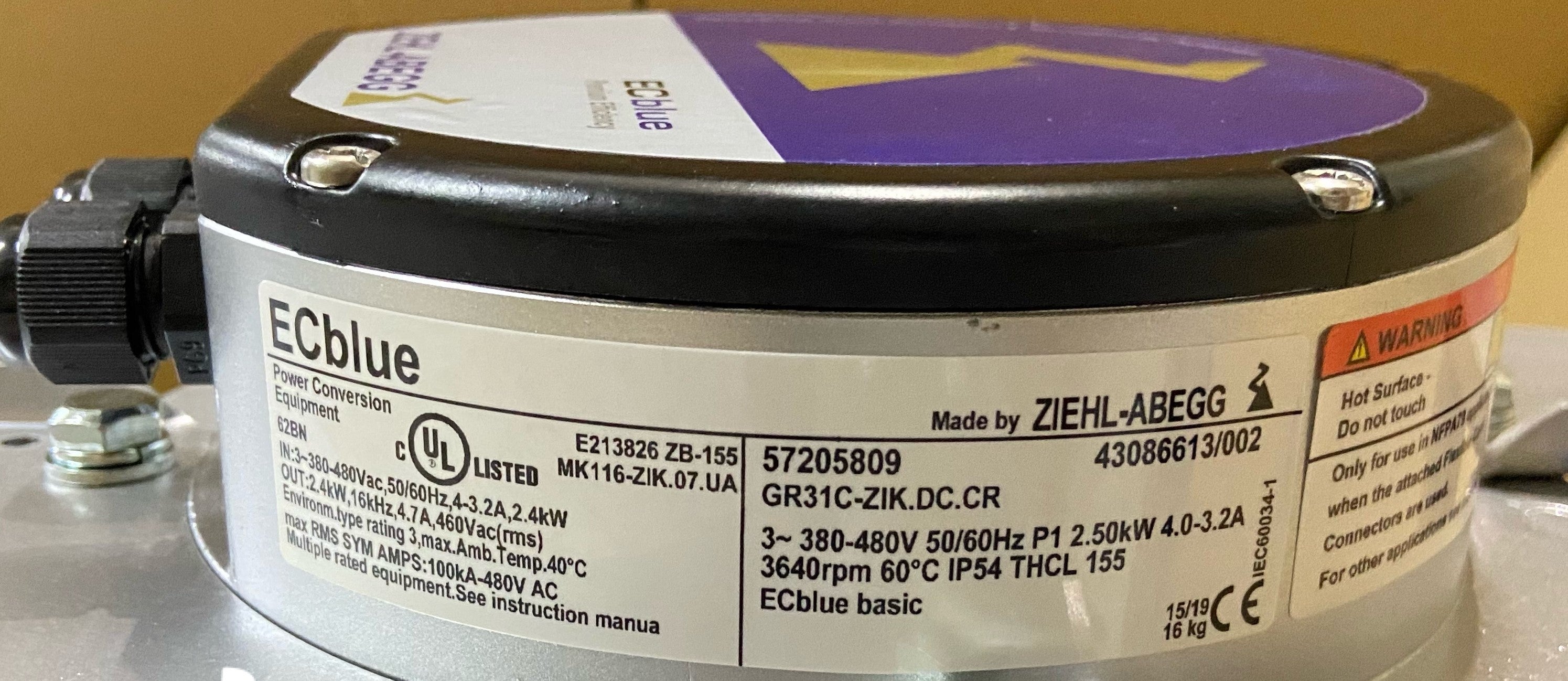 1lable of GR31C-ZIK.DC.CR ZIEHL-ABEGG centrifugal fan