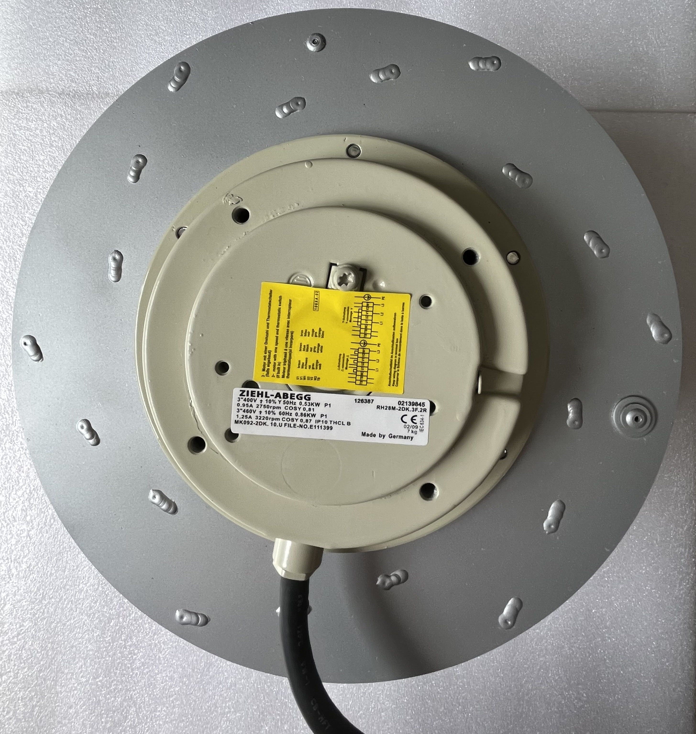 Back View RH28M-2DK.3F.2R ZIEHL-ABEGG centrifugal fan