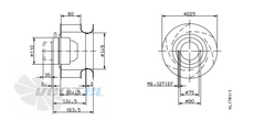 Drawing/dimension  RH22M-2DK.1B.1R ZIEHL-ABEGG centrifugal fan