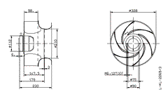 Drawing/dimension RH31G-6EK.2A.1R ZIEHL-ABEGG centrifugal fan