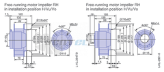 Drawing/dimension RH31M-2DK.3F.2R ZIEHL-ABEGG centrifugal fan