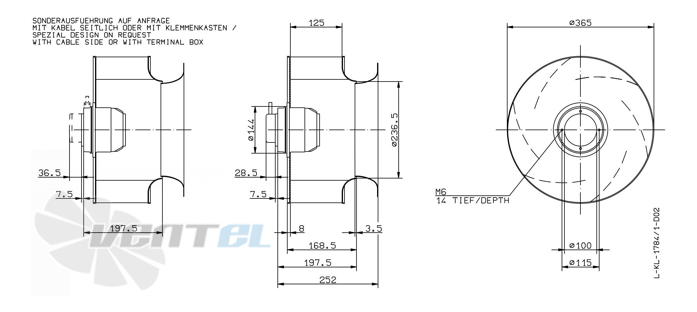 Drawing/dimension RH35M-4DK.4A.1R ZIEHL-ABEGG centrifugal fan