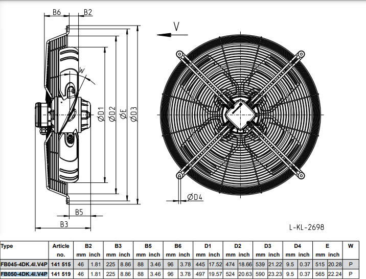 FB050-4DK.4I.V4P MK106-4DB.14U  ZIEHL-ABEGG Axial Fan dimension