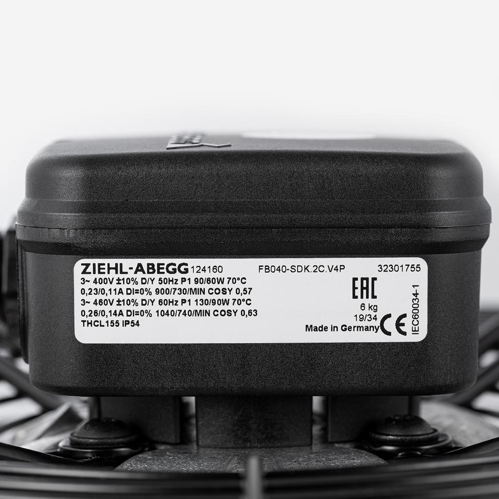 Nameplate of  FB040-SDK.2C.V4P  ZIEHL-ABEGG Axial Fan