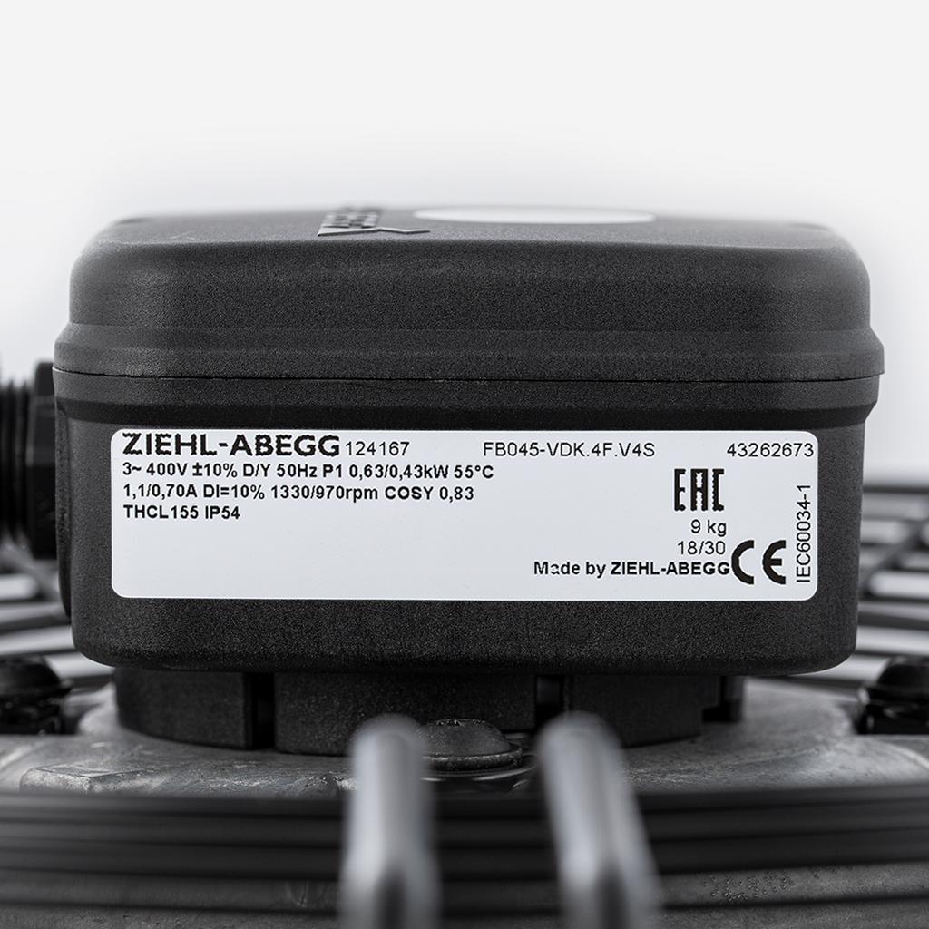Nameplate of FB045-VDK.4F.V4S  ZIEHL-ABEGG Axial Fan
