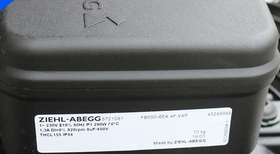Nameplate of FB050-6EK.4F.V4P ZIEHL-ABEGG Axial Fan