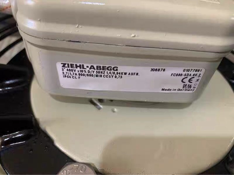 Nameplate of  FC080-SDA.6K.2 ZIEHL-ABEGG Axial Fan