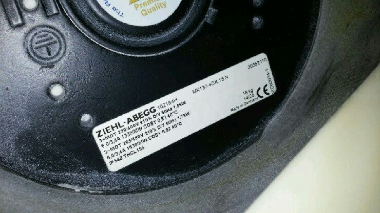Nameplate of MK137-4DK.15.N ZIEHL-ABEGG Centrifugal Fan