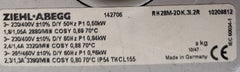 Nameplate of RH28M-2DK.3I.2R ZIEHL-ABEGG centrifugal fan