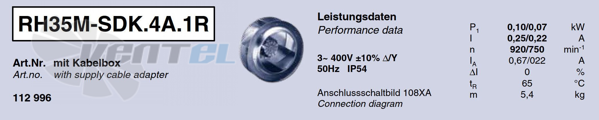 Parameters1 RH35M-SDK.4A.1R ZIEHL-ABEGG centrifugal fan