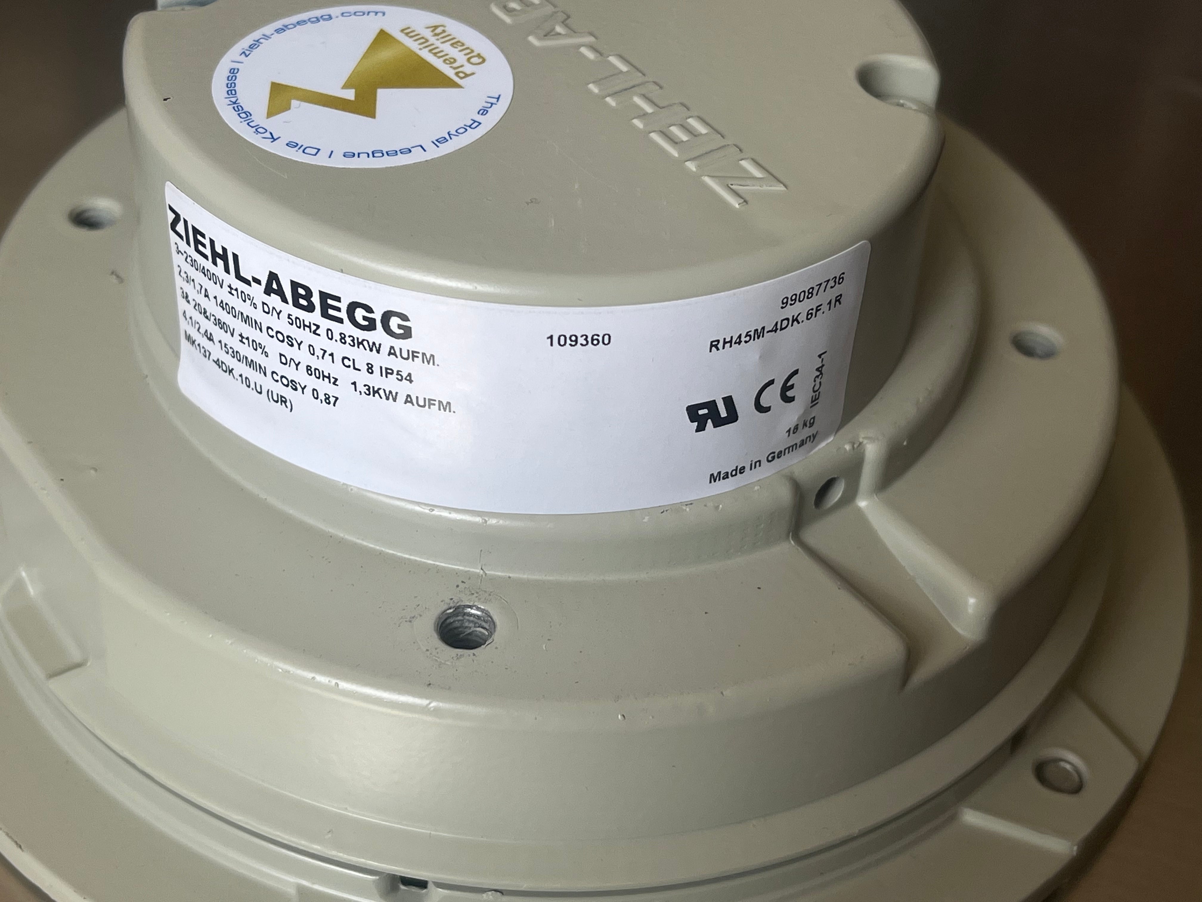 Parameters RH45M-4DK.6F.1R ABEGG centrifugal fan