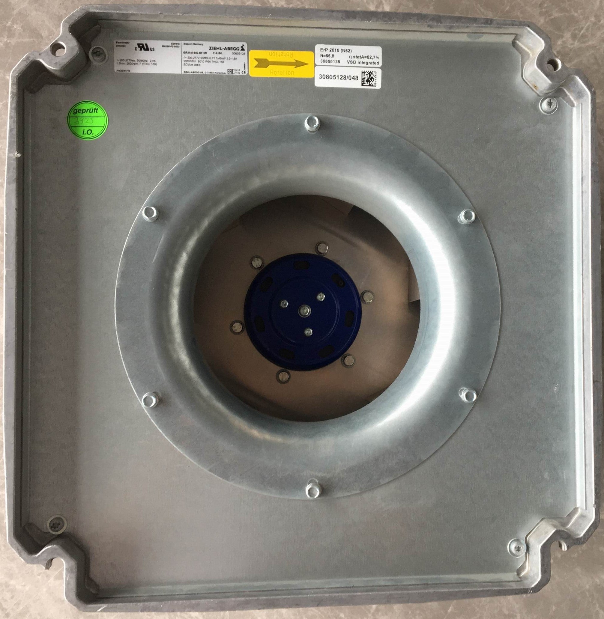 Top View GR31M-6ID.BF.2R  ZIEHL-ABEGG centrifugal fan