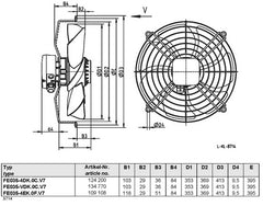 dimension of FE035-4EK.0F.V7 ZIEHL-ABEGG Axial Fan