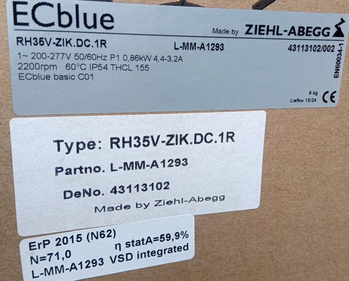 lable2 of RH35V-ZlK.DC.1R  ZIEHL-ABEGG centrifugal fan