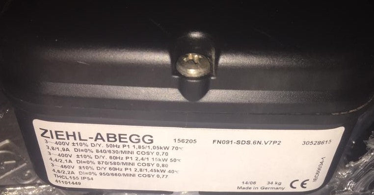 lable of FN091-SDS.6N.V7P2 ZIEHL-ABEGG Axial Fan