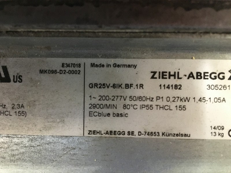 lable of GR25V-6IK.BF.1R  ZIEHL-ABEGG centrifugal fan
