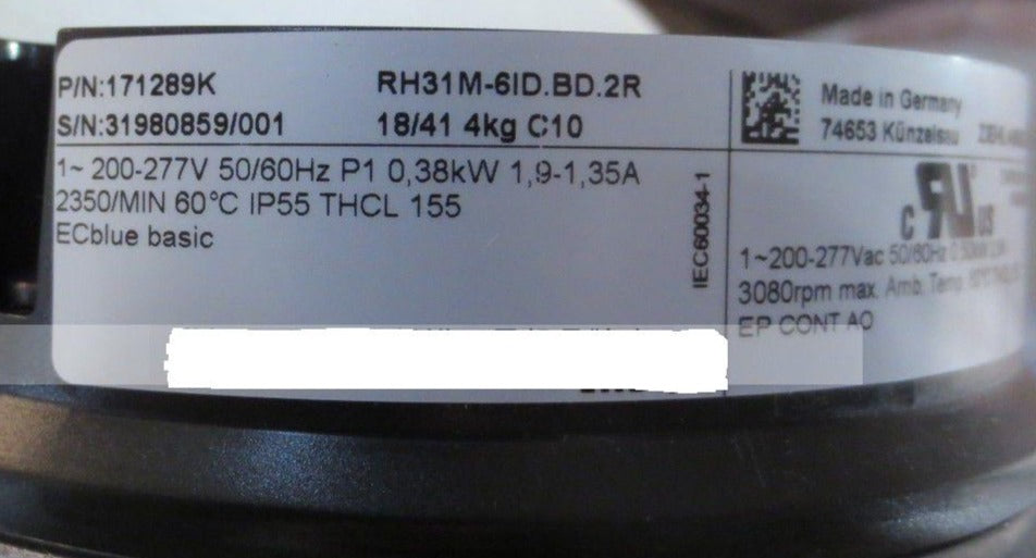 lable of RH31M-6ID.BD.2R ZIEHL-ABEGG centrifugal fan