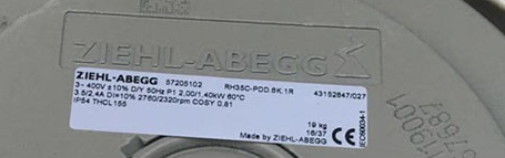 lable of  RH35C-PDD.6K.1R ZIEHL-ABEGG centrifugal fan 