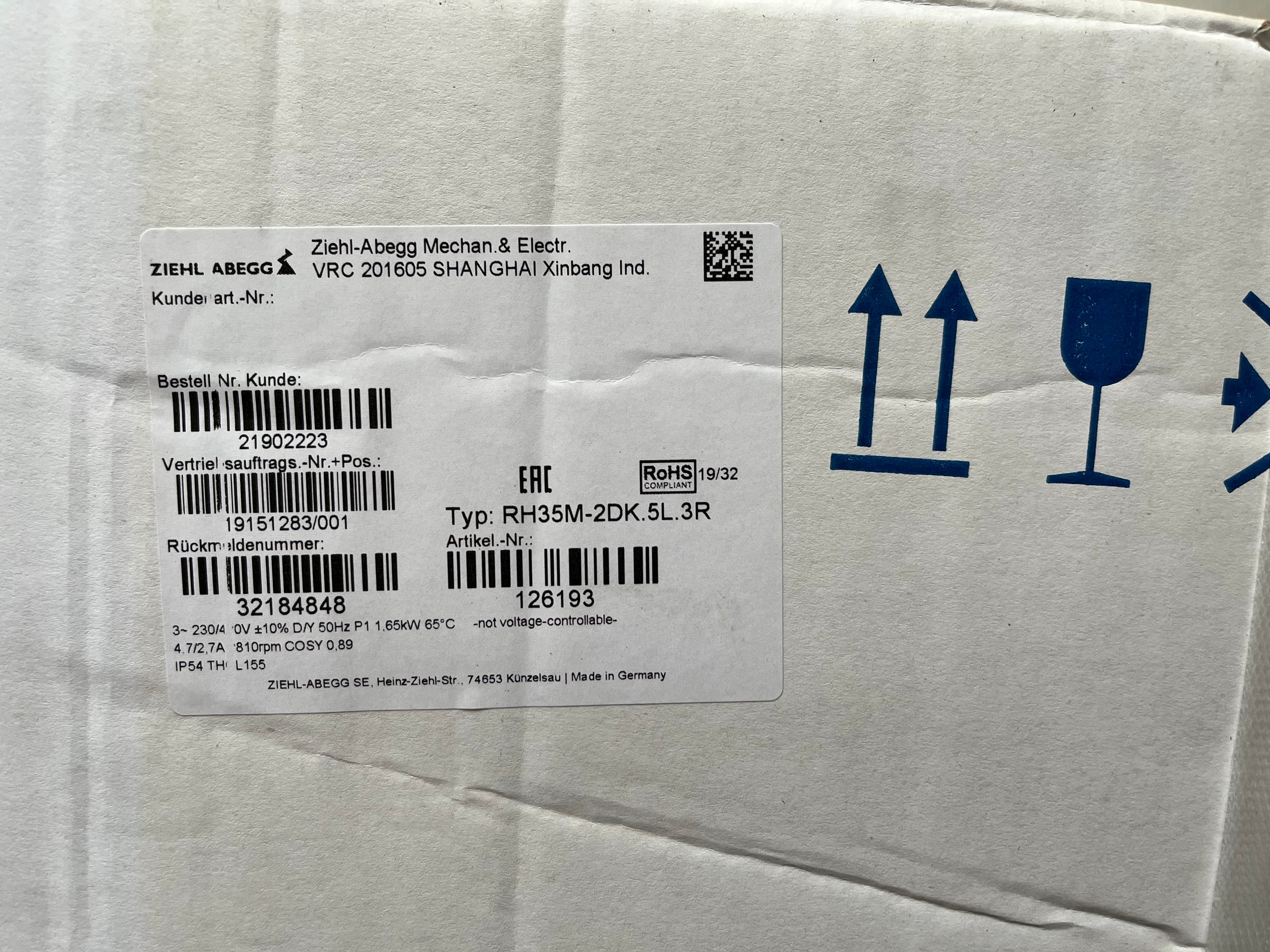 lable of RH35M-2DK.5L.3R ZIEHL-ABEGG centrifugal fan