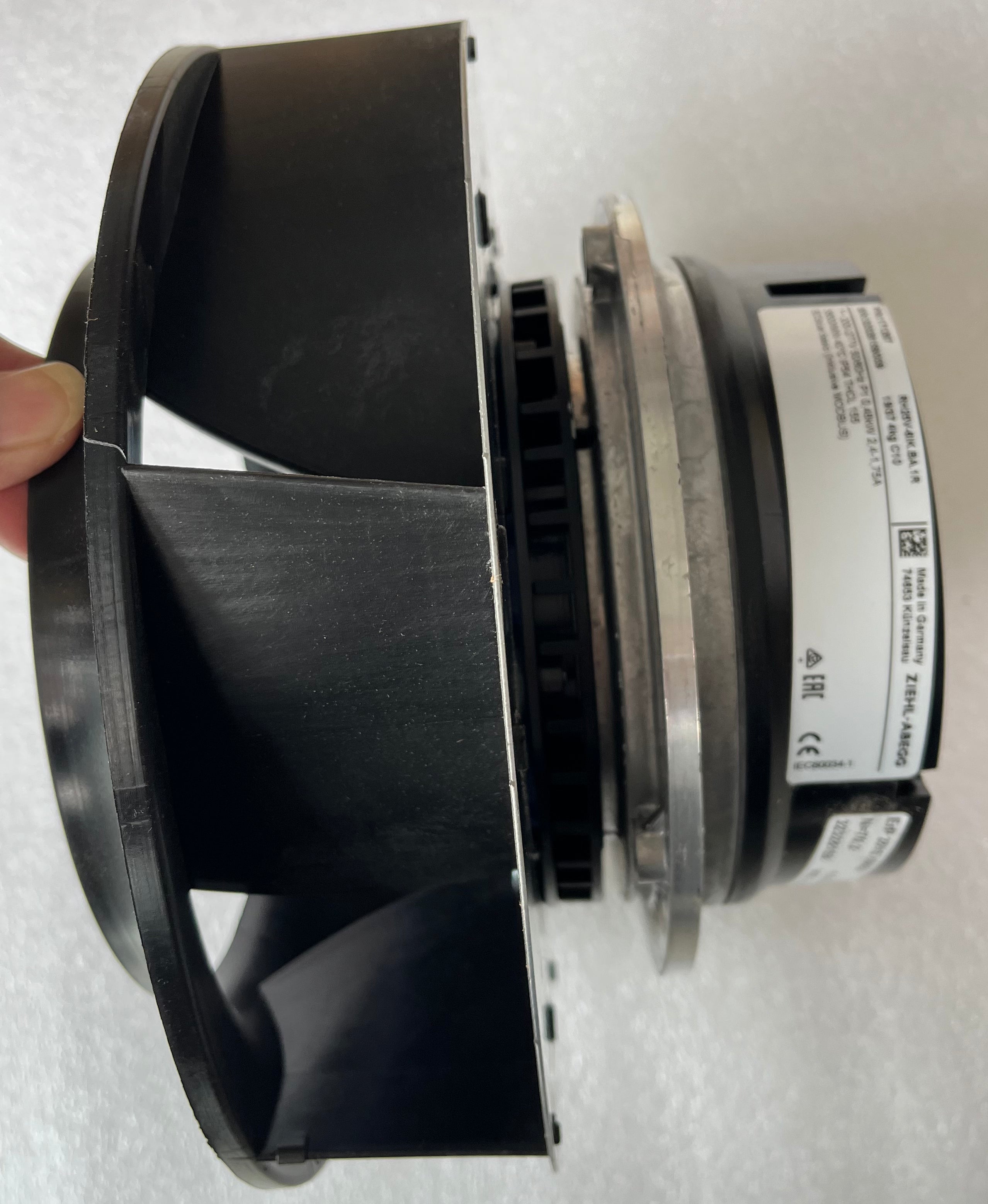 left side view of RH25V-6IK.BA.1R ZIEHL-ABEGG centrifugal fan
