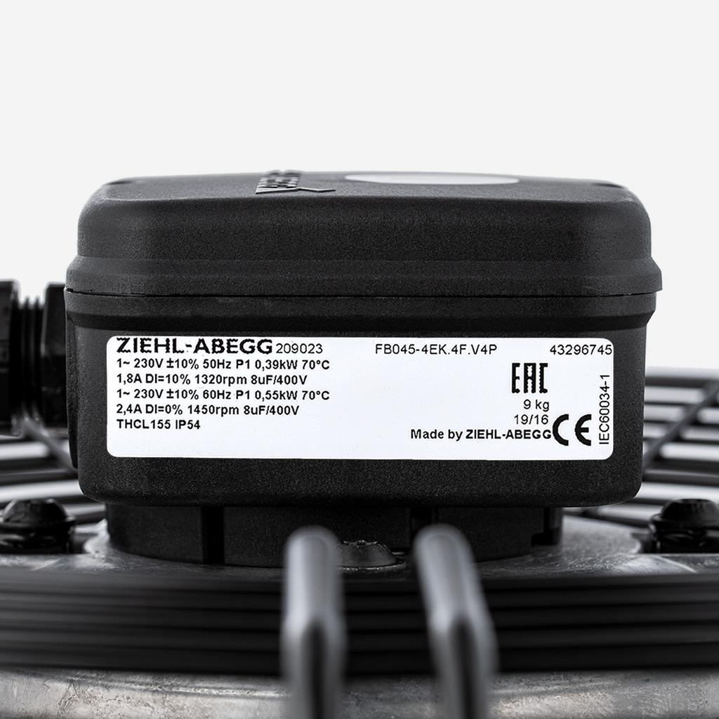 nameplate of FB045-4EK.4F.V4P ZIEHL-ABEGG Axial Fan