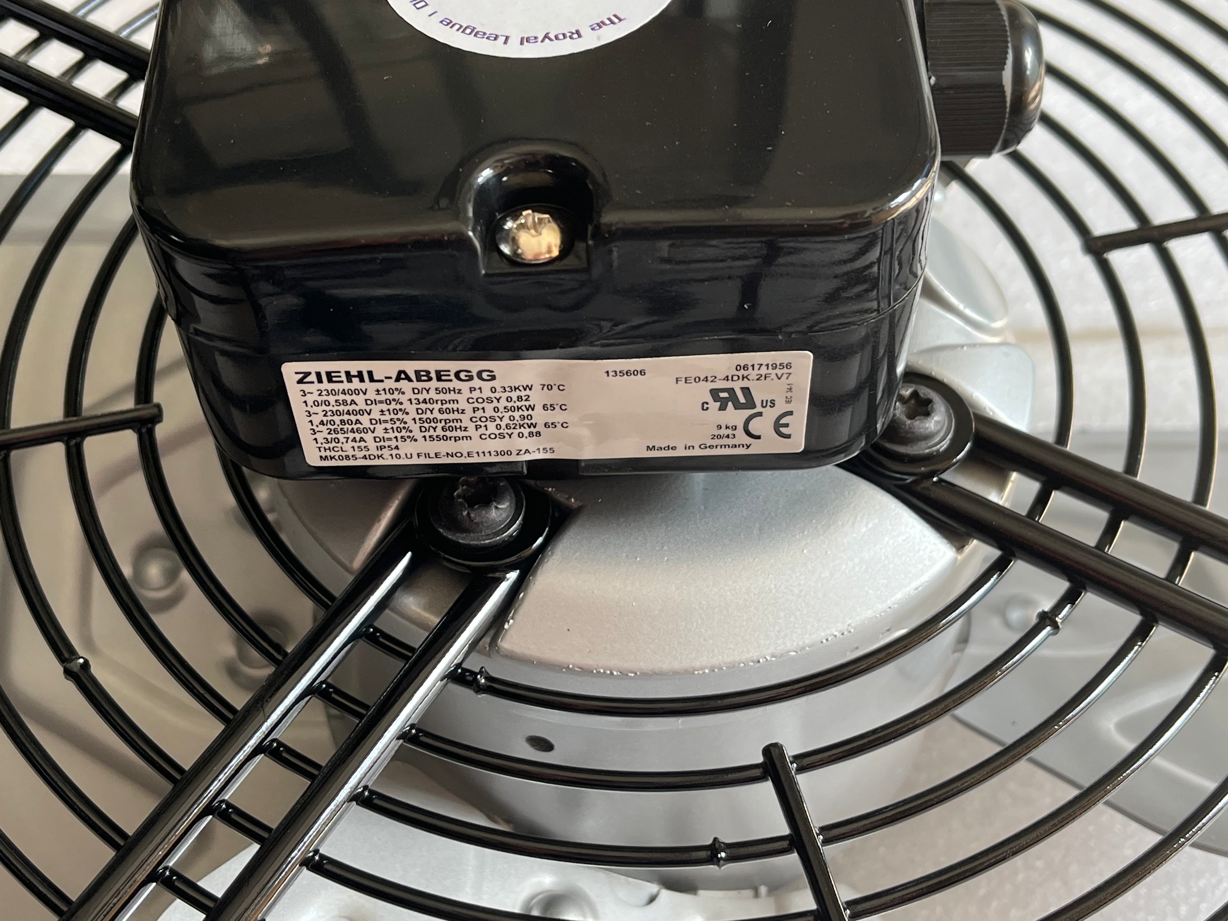 nameplate of FE042-VDK.2F.V7 ZIEHL-ABEGG Axial Fan