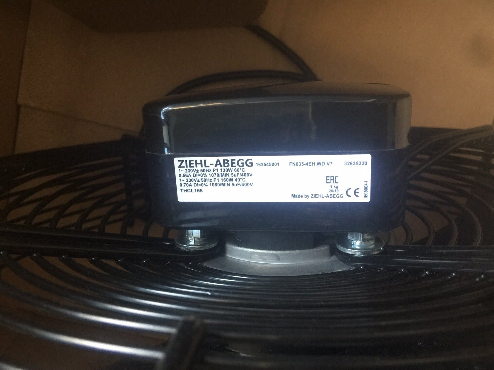 nameplate of FN035-4EH.WD.V7 ZIEHL-ABEGG Axial Fan