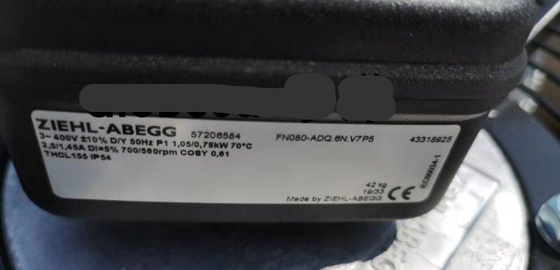 nameplate of FN080-ADQ.6N.V7P5 ZIEHL-ABEGG Axial Fan